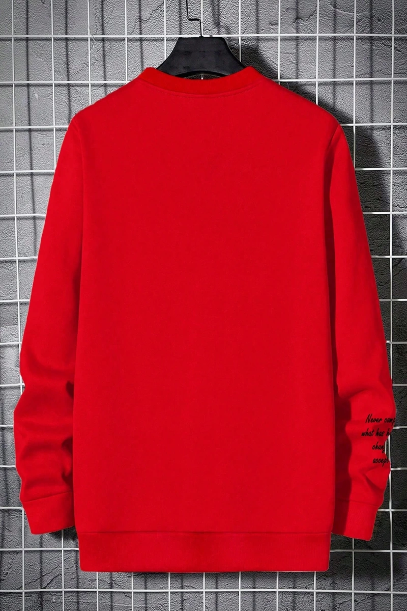 Bol Kesim Erkek Yuvarlak Yakalı Sweatshirt Slogan Baskılı