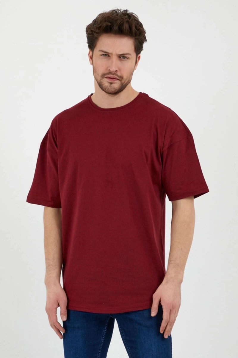Bordo Unisex Bol Kesim Oversize Tshirt