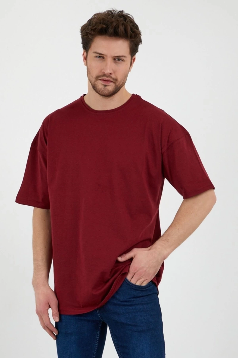 Bordo Unisex Bol Kesim Oversize Tshirt