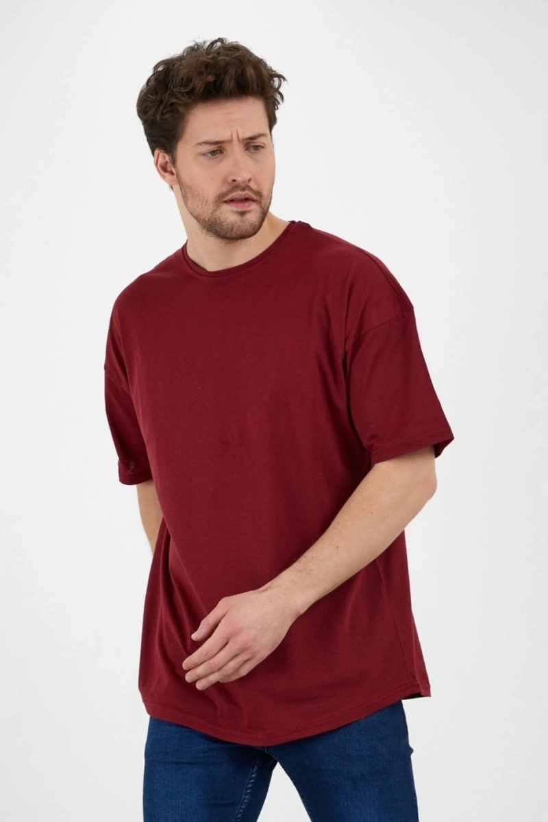 Bordo Unisex Bol Kesim Oversize Tshirt