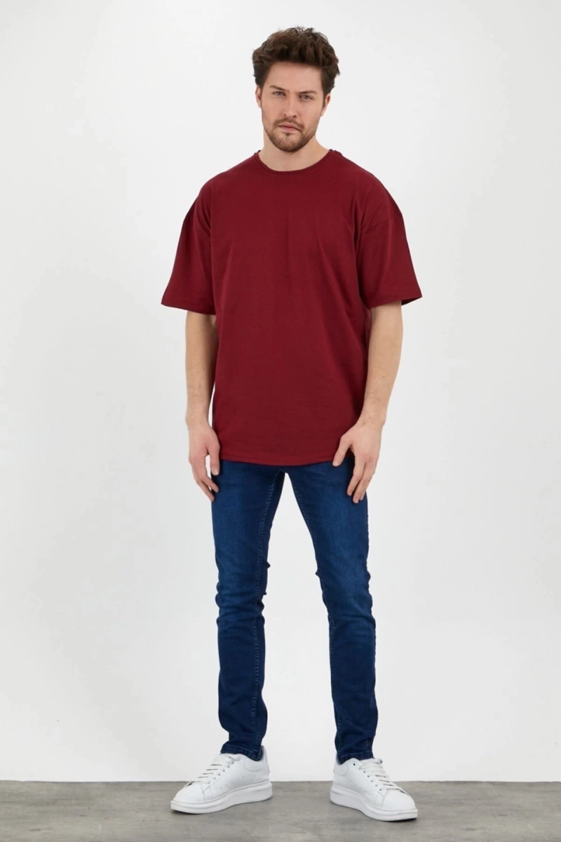Bordo Unisex Bol Kesim Oversize Tshirt