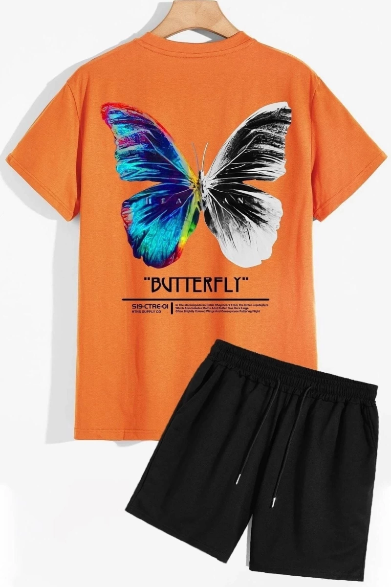 Butterfly Sırt Baskılı Şort T-shirt Eşofman Takımı BUTTERFLY