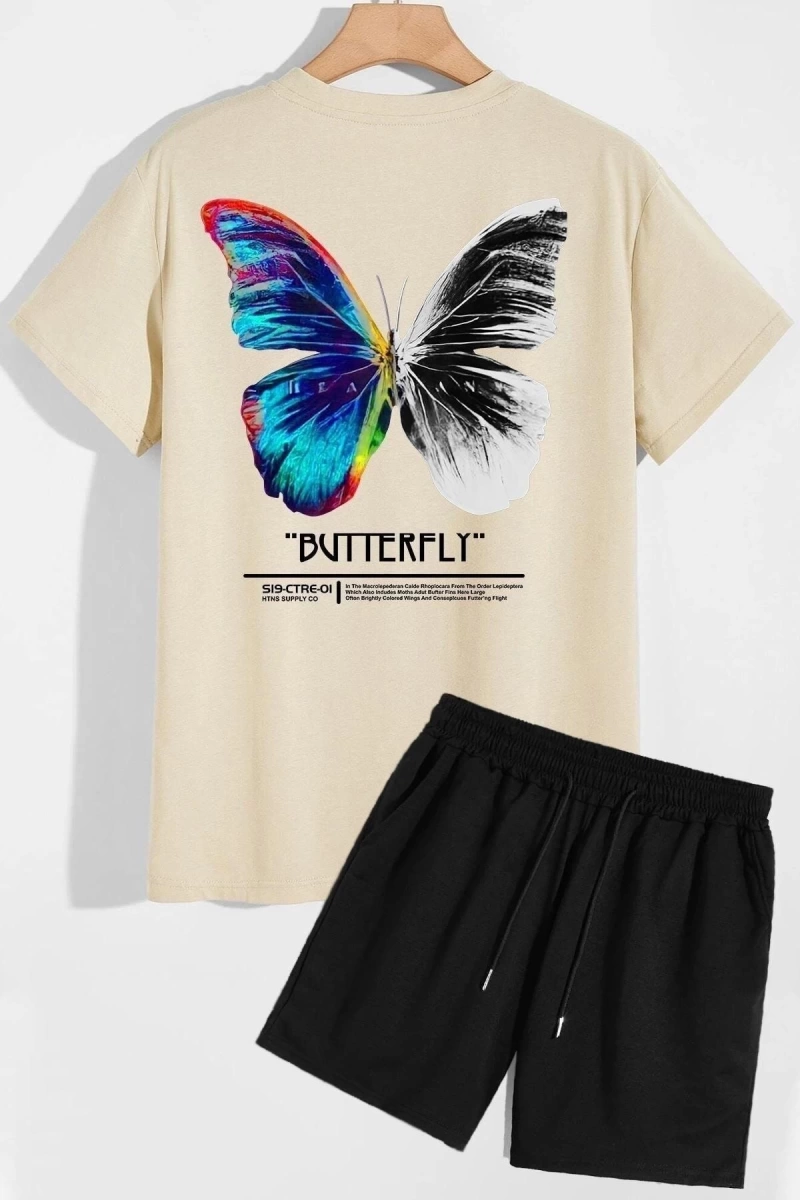 Butterfly Sırt Baskılı Şort T-shirt Eşofman Takımı BUTTERFLY