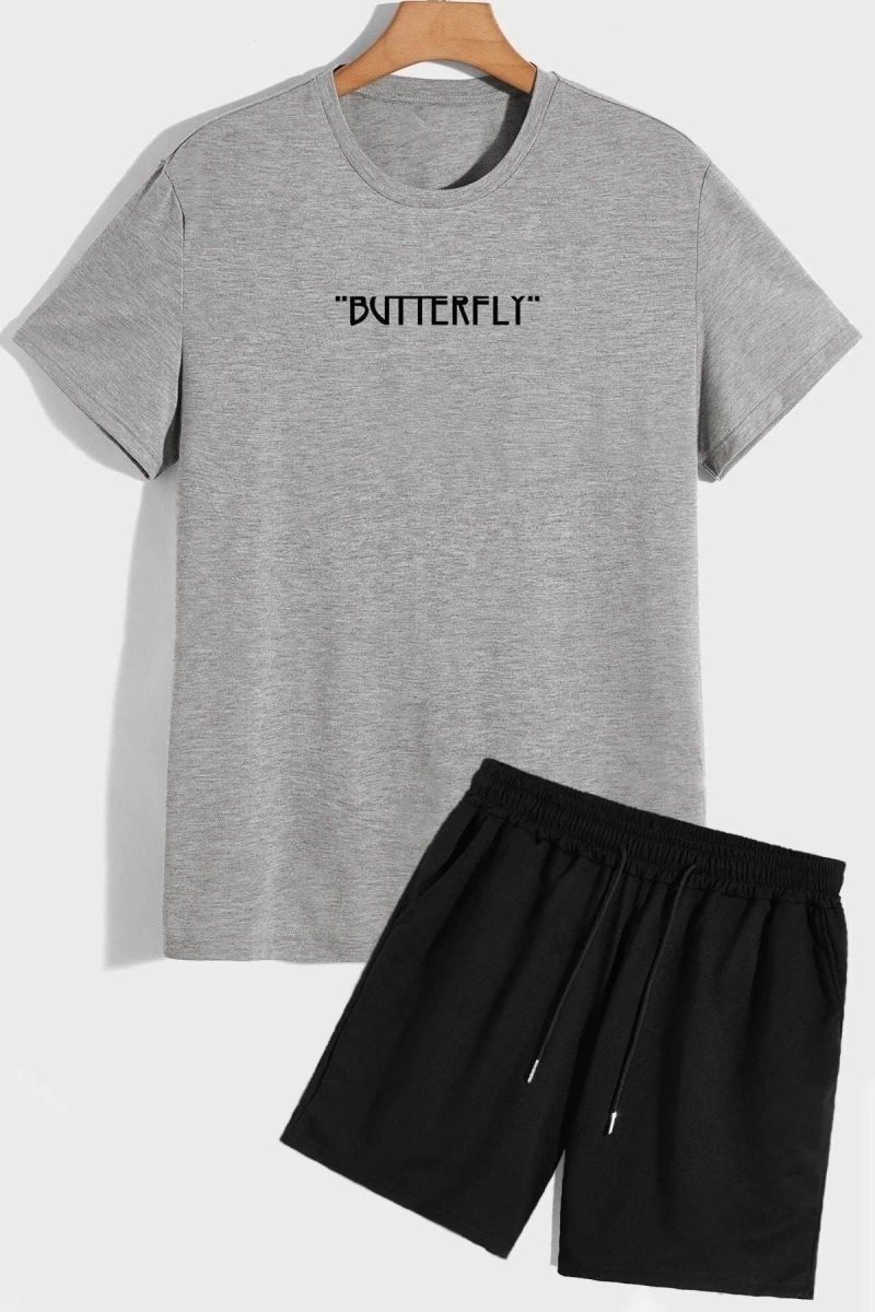Butterfly Sırt Baskılı Şort T-shirt Eşofman Takımı BUTTERFLY