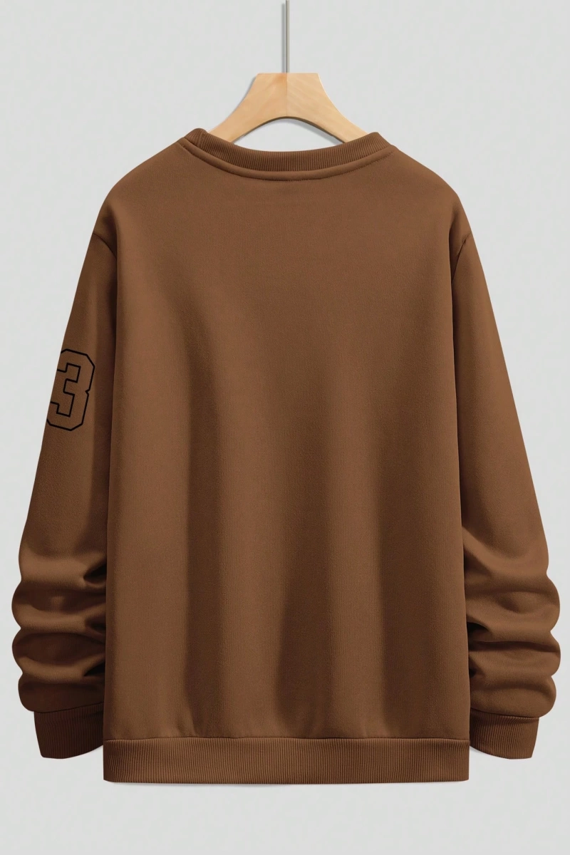 Büyük Beden Erkek Günlük Harf ve Rakam Baskılı Sweatshirt, İlkbahar