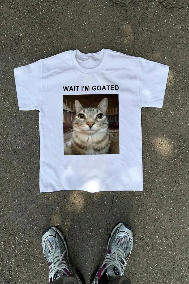 Büyük Beden Erkek Günlük Kedi Slogan Baskılı Tişört Yaz İçin