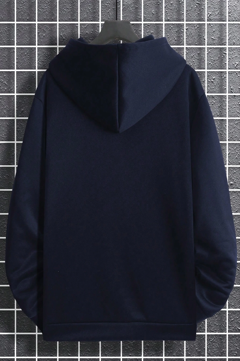 Büyük Beden Erkek Mektup Baskılı Günlük Kapüşonlu Uzun Kollu Sweatshirt, Dışa