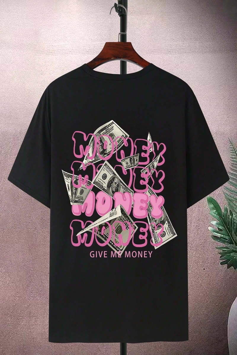 Büyük Beden Erkek Mürettebat Yaka Kısa Kollu Harfli Grafik Baskılı Moda Gü
