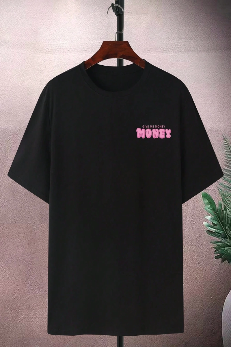 Büyük Beden Erkek Mürettebat Yaka Kısa Kollu Harfli Grafik Baskılı Moda Gü