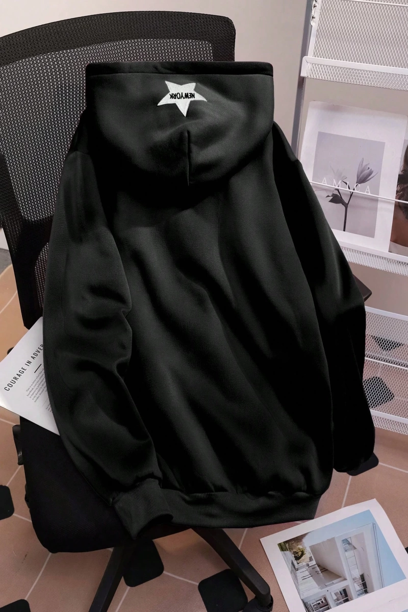 Büyük Beden Kadın Günlük İşlemeli Çiçekli Sweatshirt İş, Sonbahar/Kış Model 5158
