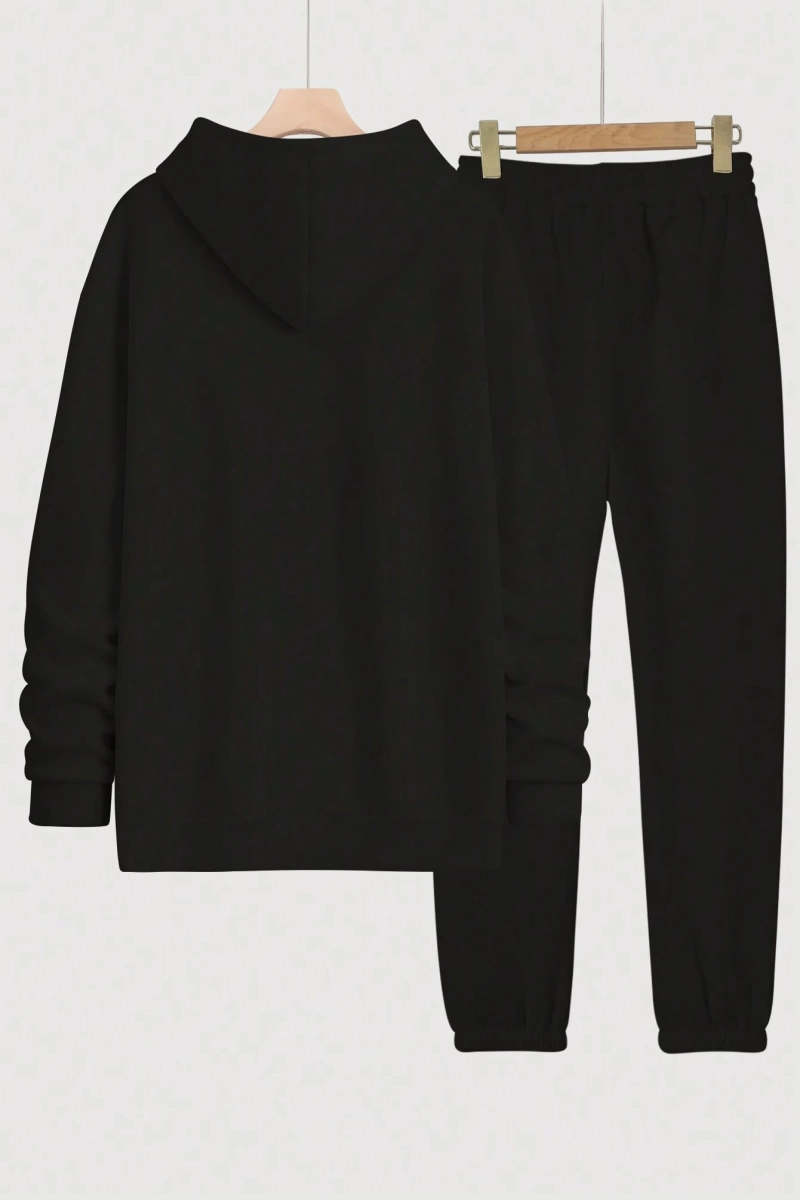 Büyük Beden Kadın Harf Baskılı Yuvarlak Yaka Uzun Kollu Sweatshirt Ve Eşofman Altı 2 Parçalı