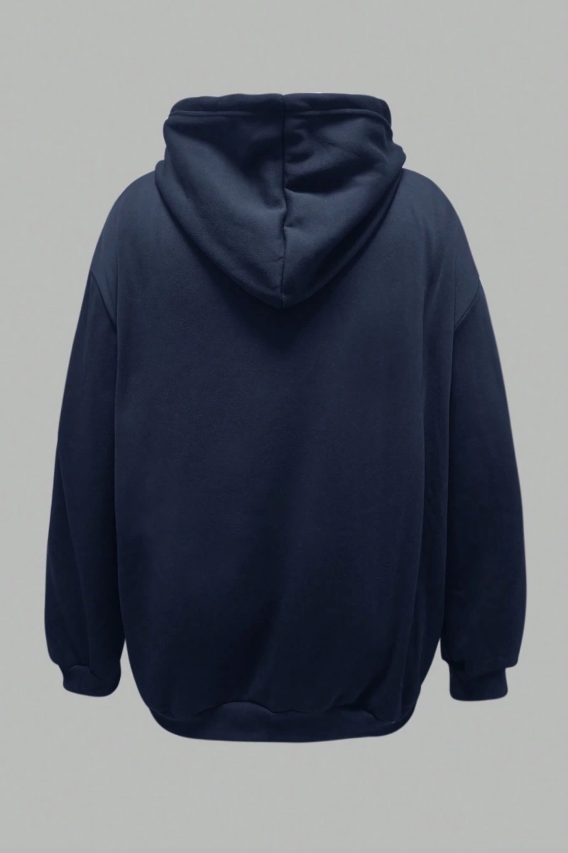 Büyük Beden Kapüşonlu Sweatshirt Harf Baskılı ve Bağcıklı Model 5174