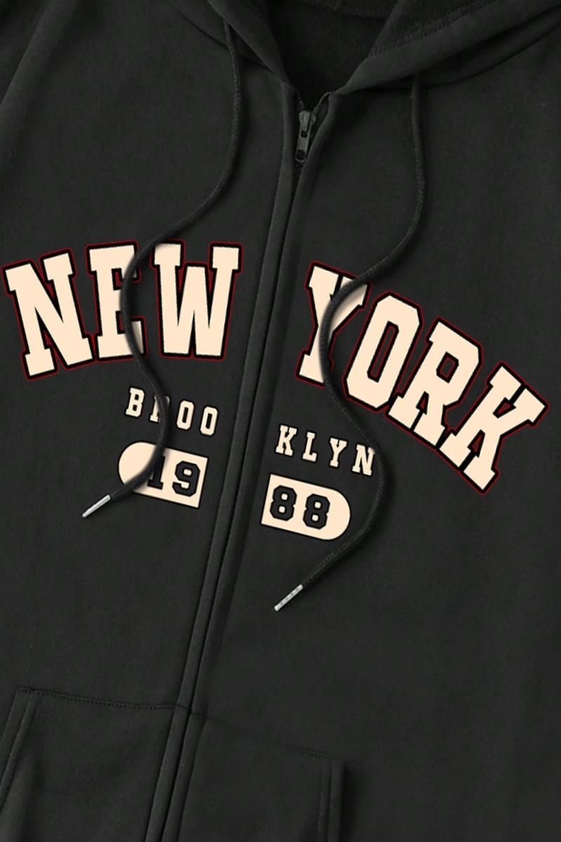 Büyük Beden Kapüşonlu Sweatshirt Harf Baskılı ve Bağcıklı Model 5174