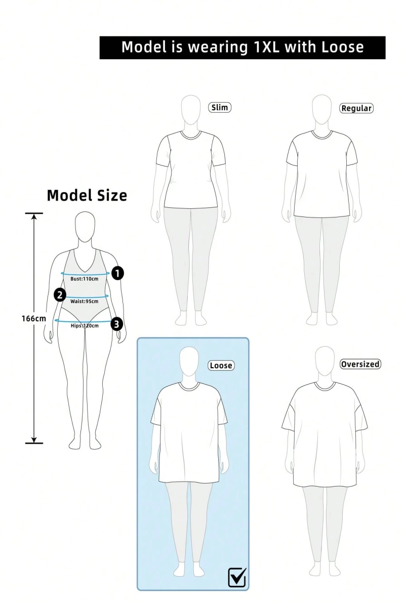 Büyük Beden Rahat Simplicity Mavi Kalp Grafik Yuvarlak Yaka Kısa Kollu Bol Tişör