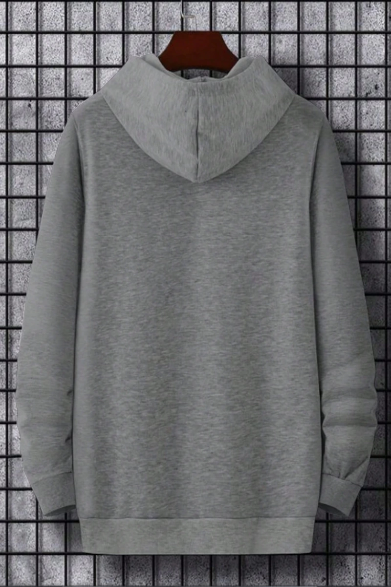 Büyük Boy Erkek Mektup Baskılı Bağcıklı Kapüşonlu Sweatshirt
