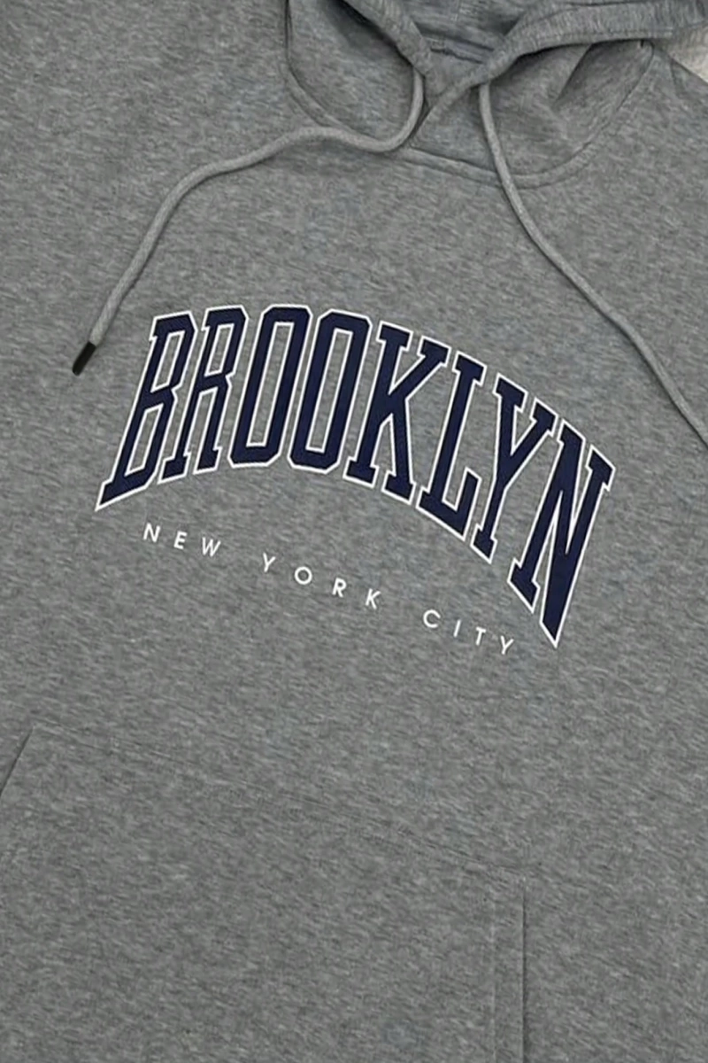 Büyük Boy Erkek Mektup Baskılı Bağcıklı Kapüşonlu Sweatshirt