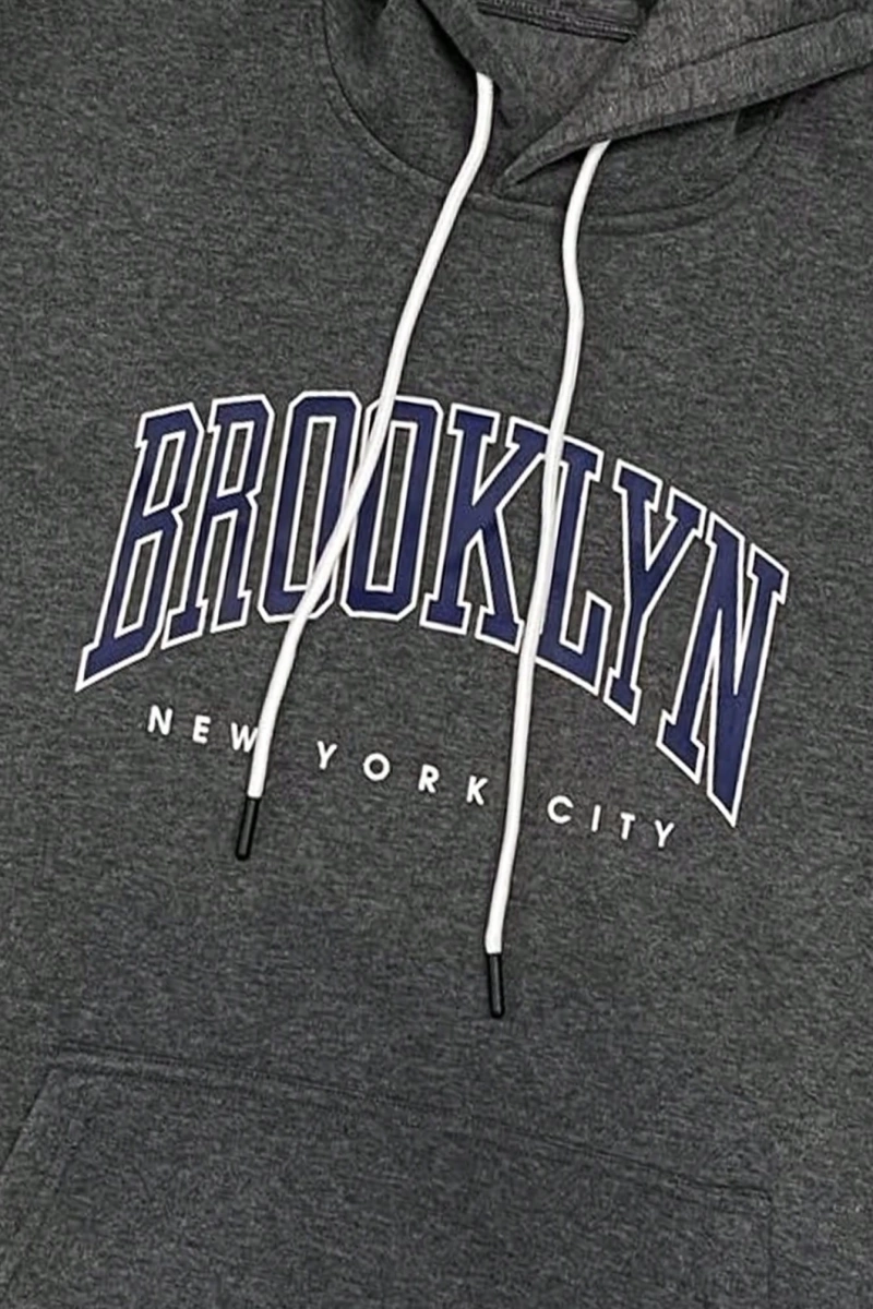 Büyük Boy Erkek Mektup Baskılı Bağcıklı Kapüşonlu Sweatshirt