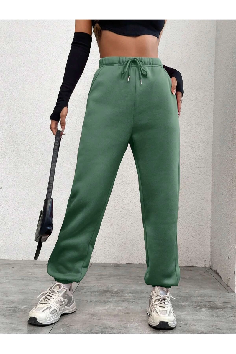 Büzgülü Bacaklı Elastik Bel İpli Kadın Jogger Pantolon