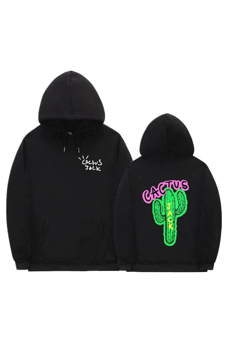 Cactus Oversıze Sweatshirt Hoodie Siyah