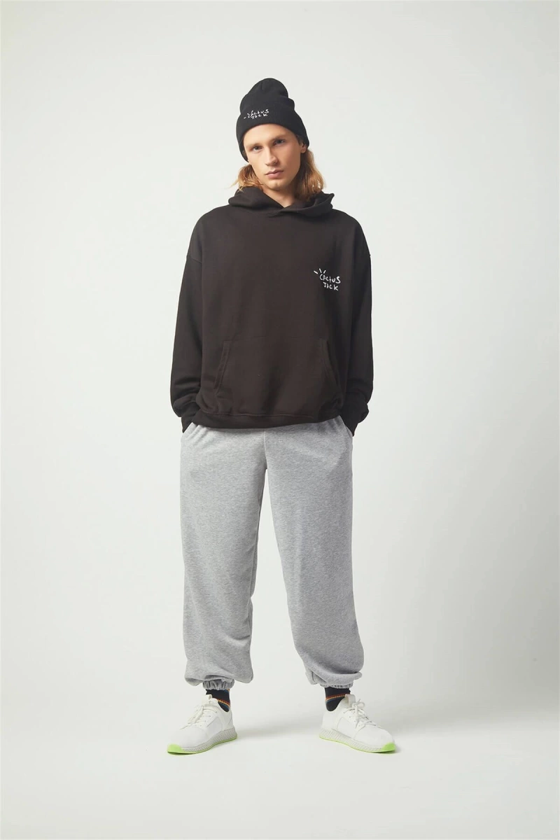 Cactus Oversıze Sweatshirt Hoodie Siyah