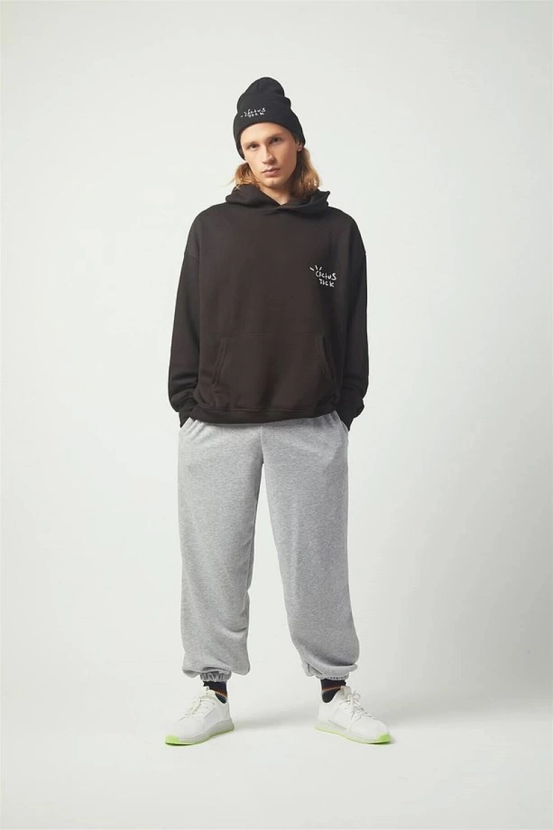 Cactus Oversıze Sweatshirt Hoodie Siyah Siyah