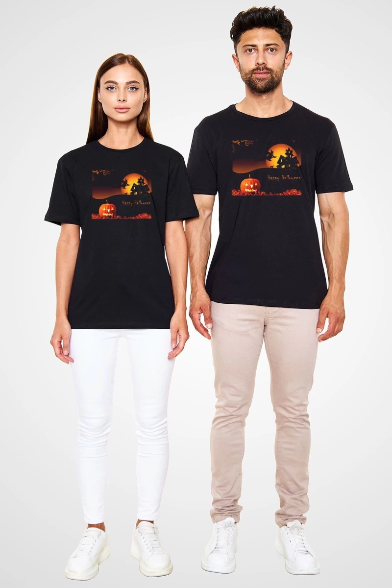 Cadılar Bayramı-Halloween Siyah Unisex Tişört T-Shirt