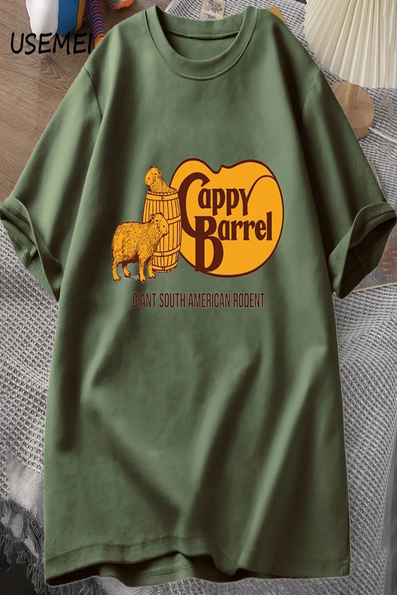 Cappy varil Capybara T-shirt erkekler yaz pamuk kısa kollu rahat grafikli tişört erkek giysil 2998