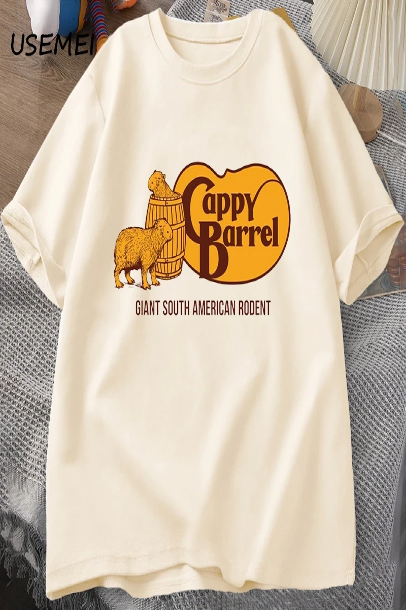Cappy varil Capybara T-shirt erkekler yaz pamuk kısa kollu rahat grafikli tişört erkek giysil 2998