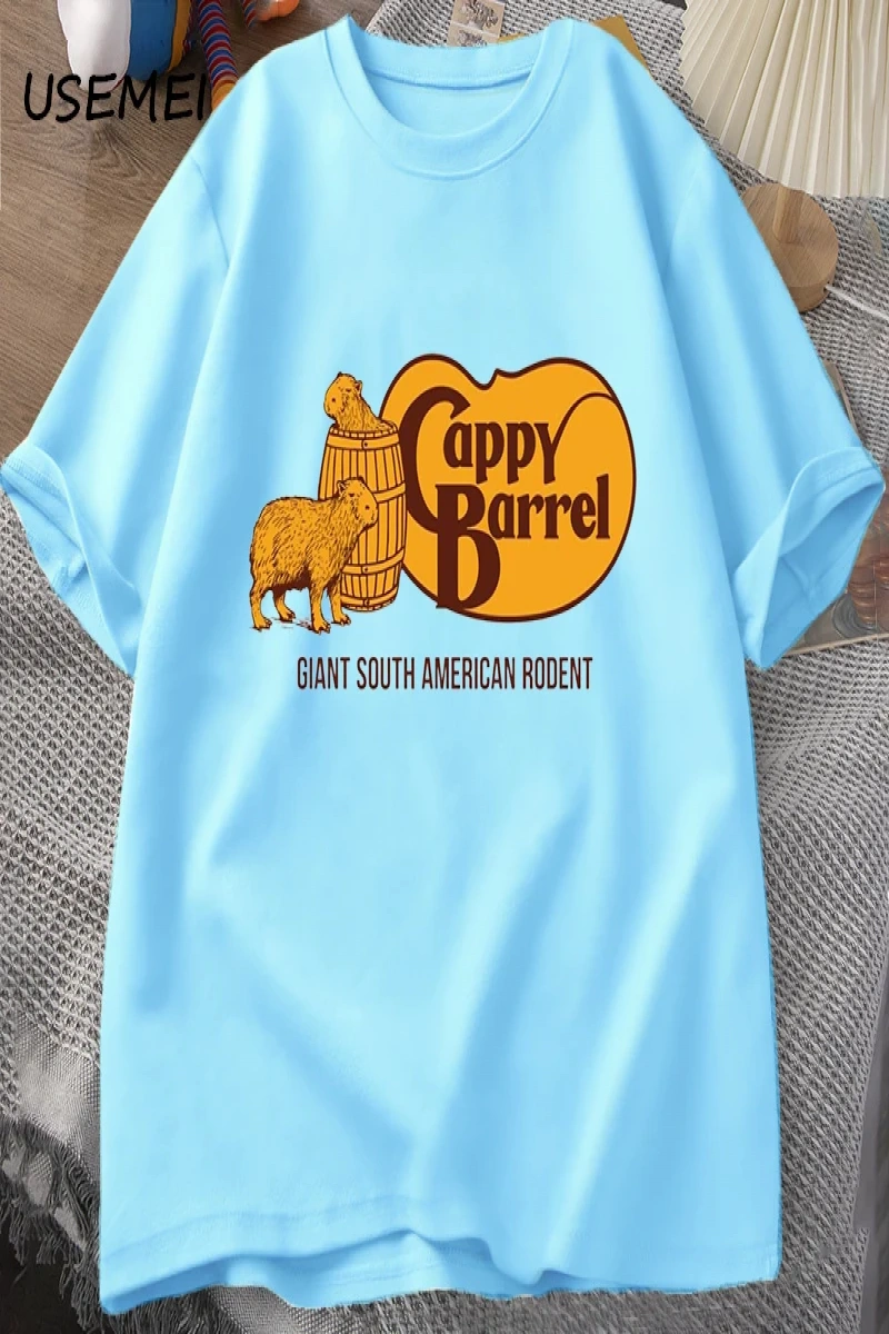 Cappy varil Capybara T-shirt erkekler yaz pamuk kısa kollu rahat grafikli tişört erkek giysil 2998