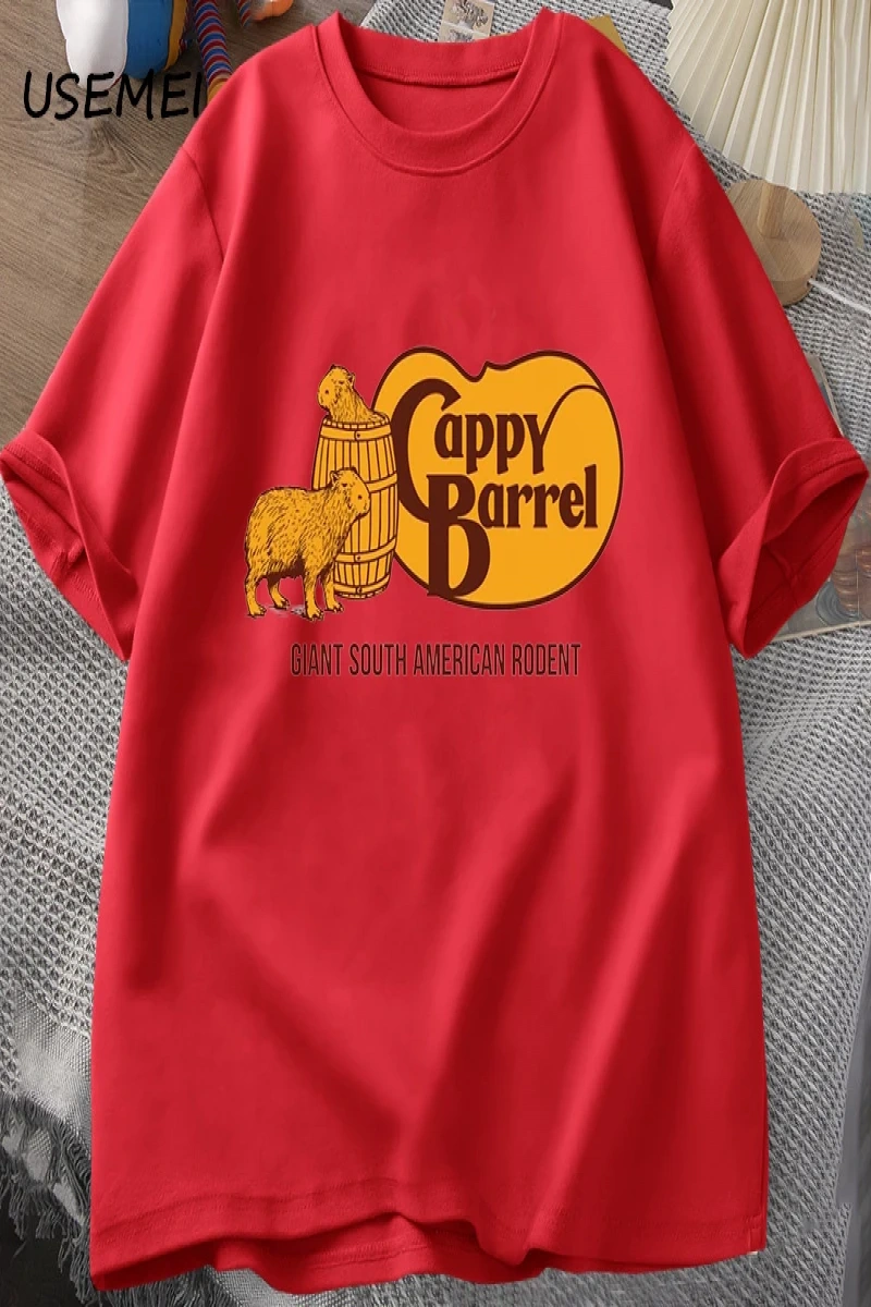 Cappy varil Capybara T-shirt erkekler yaz pamuk kısa kollu rahat grafikli tişört erkek giysil 2998