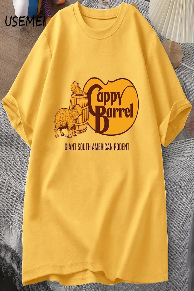 Cappy varil Capybara T-shirt erkekler yaz pamuk kısa kollu rahat grafikli tişört erkek giysil 2998