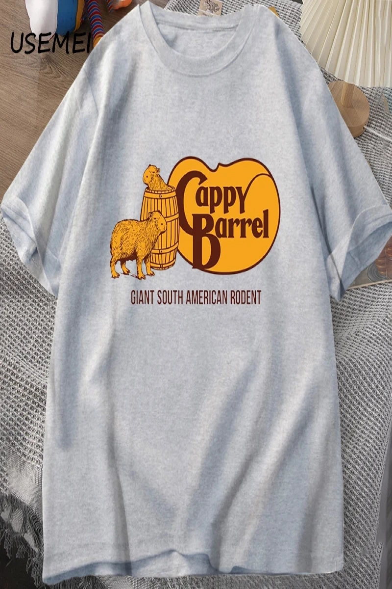 Cappy varil Capybara T-shirt erkekler yaz pamuk kısa kollu rahat grafikli tişört erkek giysil 2998