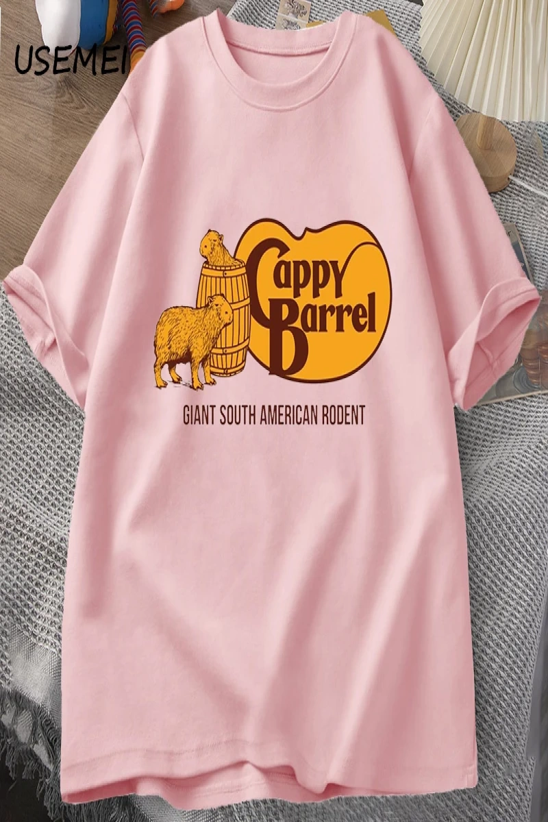 Cappy varil Capybara T-shirt erkekler yaz pamuk kısa kollu rahat grafikli tişört erkek giysil 2998