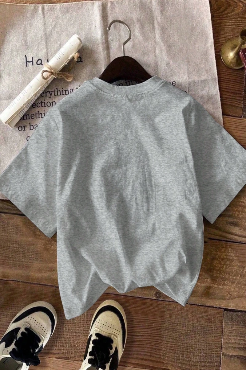 Casual Loose Binicilik Baskılı Yuvarlak Yaka Kısa Kollu Kadın Tişörtü, Yaz İçin Uygu