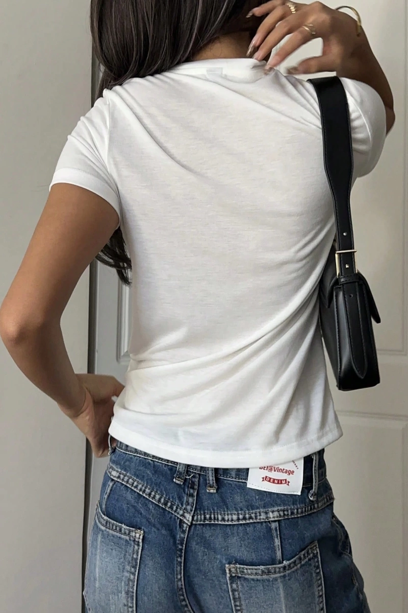 Casual Loose Dachshund Baskılı Yuvarlak Yaka Kısa Kollu Kadın Tişörtü, Yaz İçin Uygu
