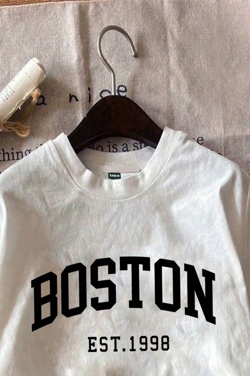 Casual Loose Dachshund Baskılı Yuvarlak Yaka Kısa Kollu Kadın Tişörtü, Yaz İçin Uygu