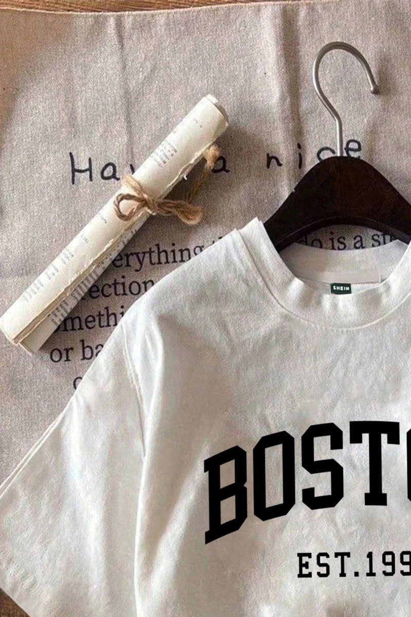 Casual Loose Dachshund Baskılı Yuvarlak Yaka Kısa Kollu Kadın Tişörtü, Yaz İçin Uygu