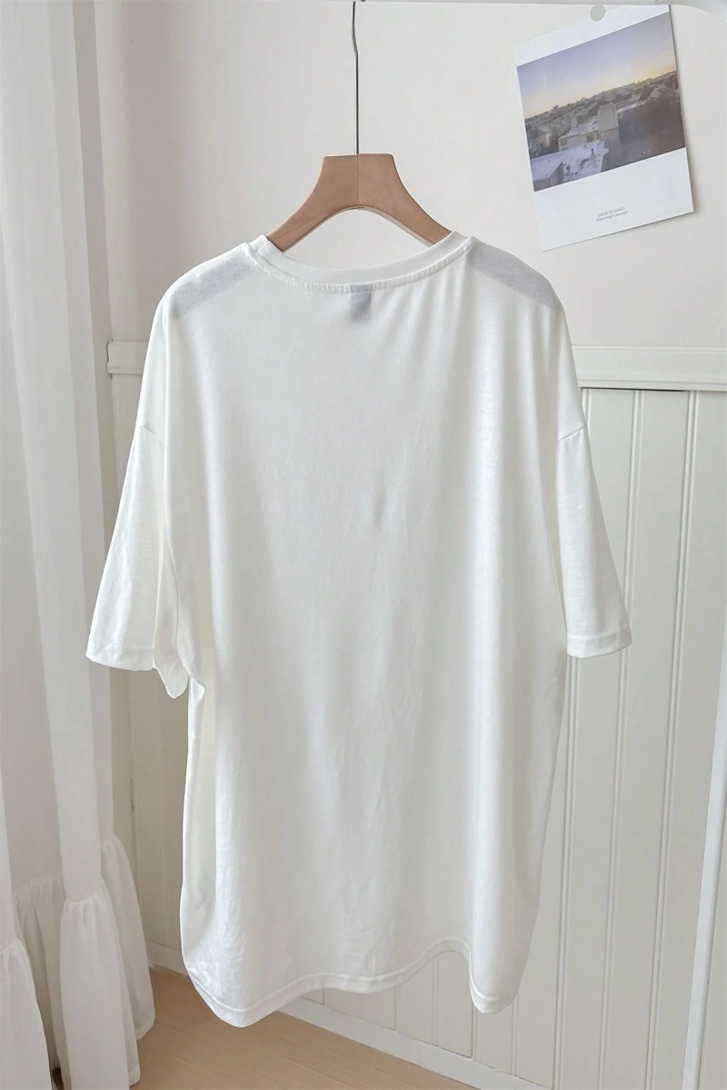Casual Loose Dokuz Kareli Izgara Desen Yuvarlak Yaka Kısa Kollu Kadın Tişörtü, Y