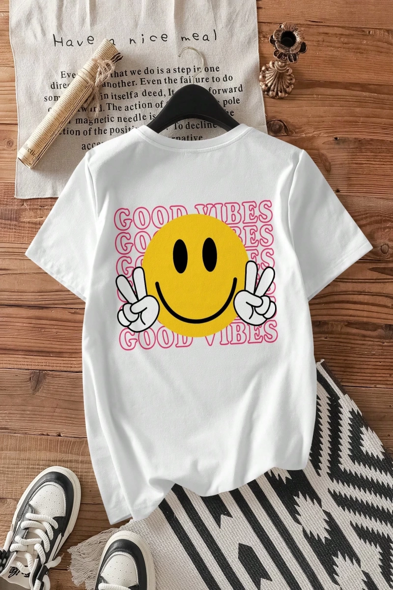 Casual Loose Lattice Bow Decor Yuvarlak Yaka Kısa Kollu Tişört Kadınlar İçin, Pamuk