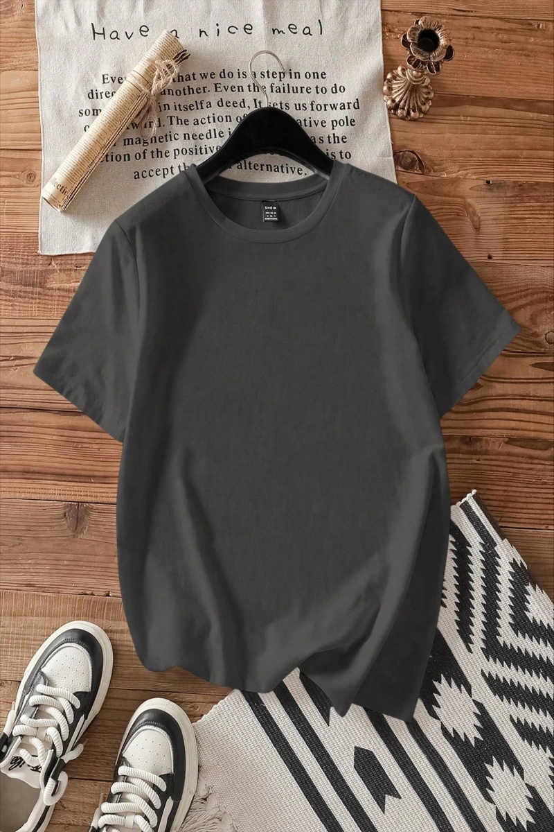 Casual Loose NY Grafik Yuvarlak Yaka Kısa Kollu Tişört Kadınlar İçin, Yaz İçin Uygun