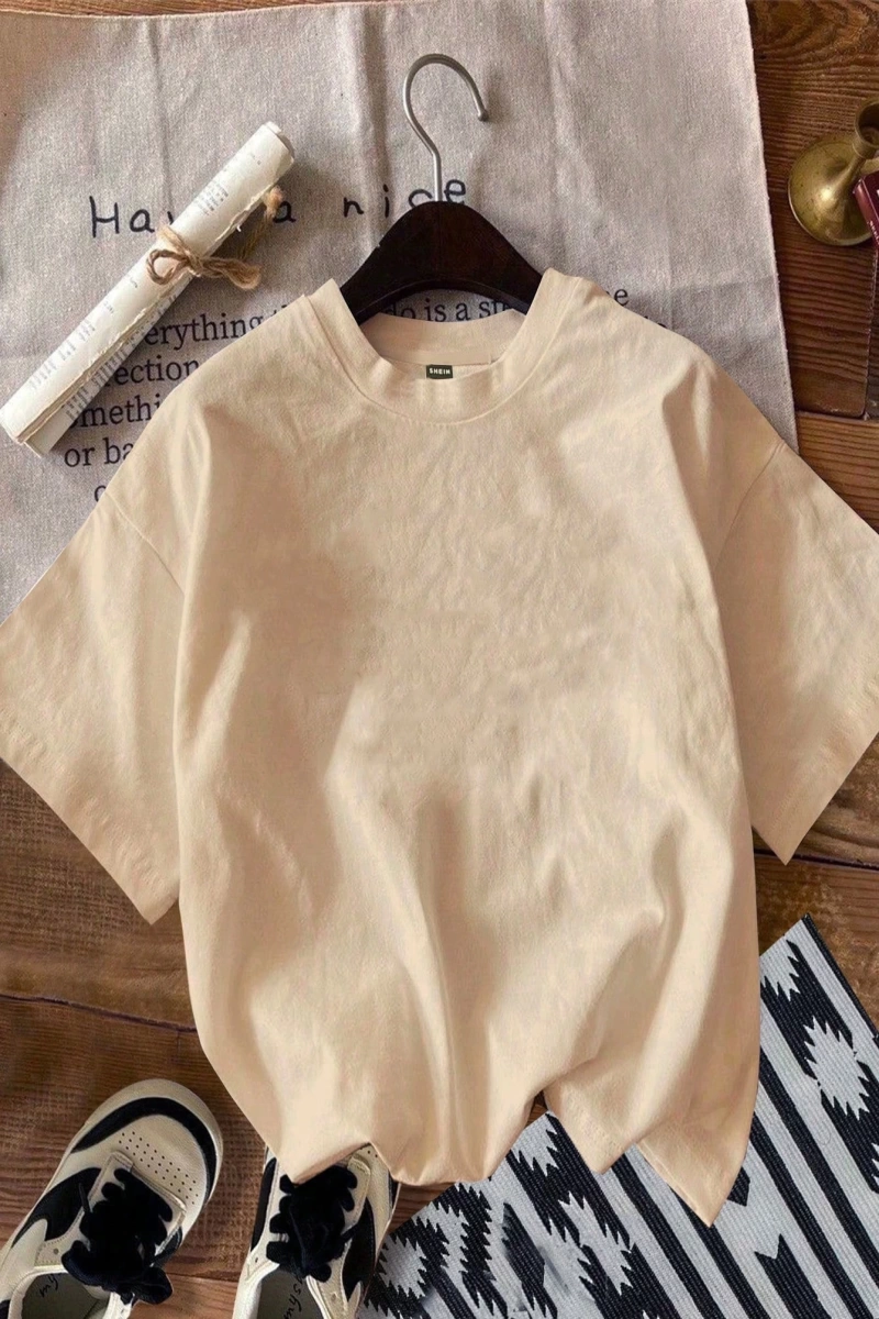 Casual Loose NY Grafik Yuvarlak Yaka Kısa Kollu Tişört Kadınlar İçin, Yaz İçin Uygun