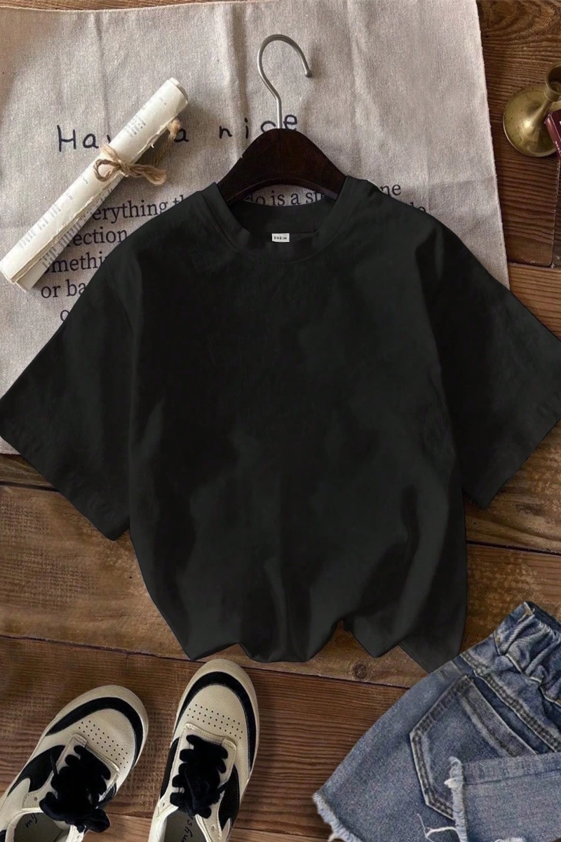 Casual Loose Palmiye Ağacı Baskılı Yuvarlak Yaka Kısa Kollu Pamuklu Tişört Kadınlar