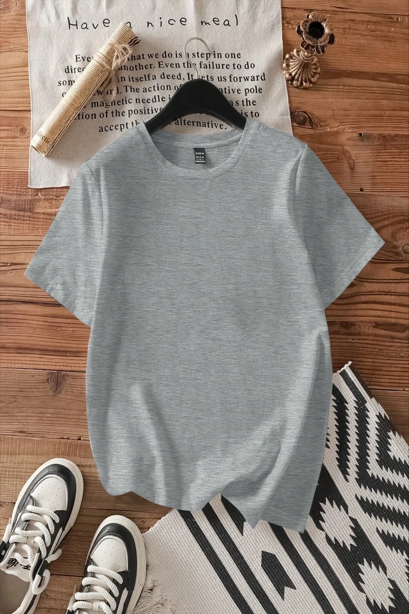 Casual Loose Palmiye Ağacı Baskılı Yuvarlak Yaka Kısa Kollu Pamuklu Tişört Kadınlar