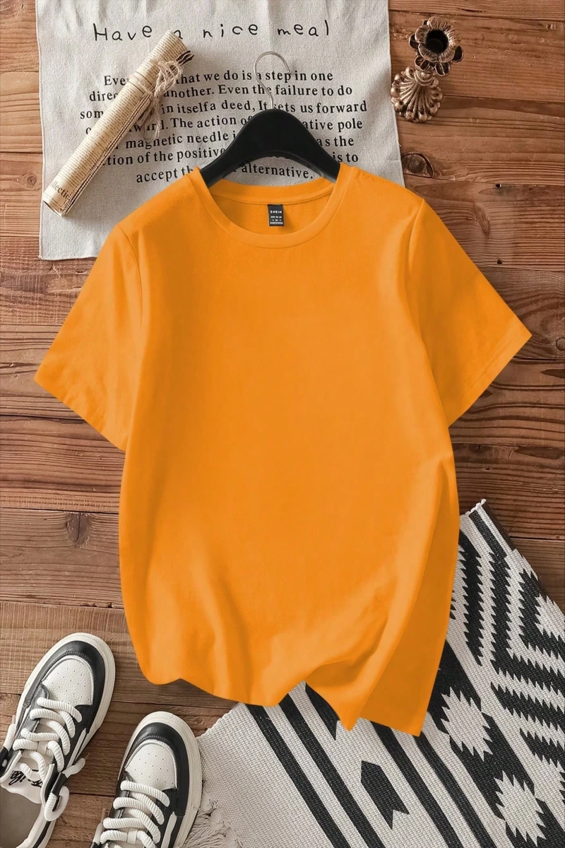 Casual Loose Palmiye Ağacı Baskılı Yuvarlak Yaka Kısa Kollu Pamuklu Tişört Kadınlar