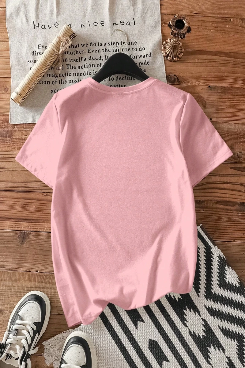 Casual Loose Vintage Araba Grafik Yuvarlak Yaka Kısa Kollu Kadın Tişörtü, Yaz İçin U