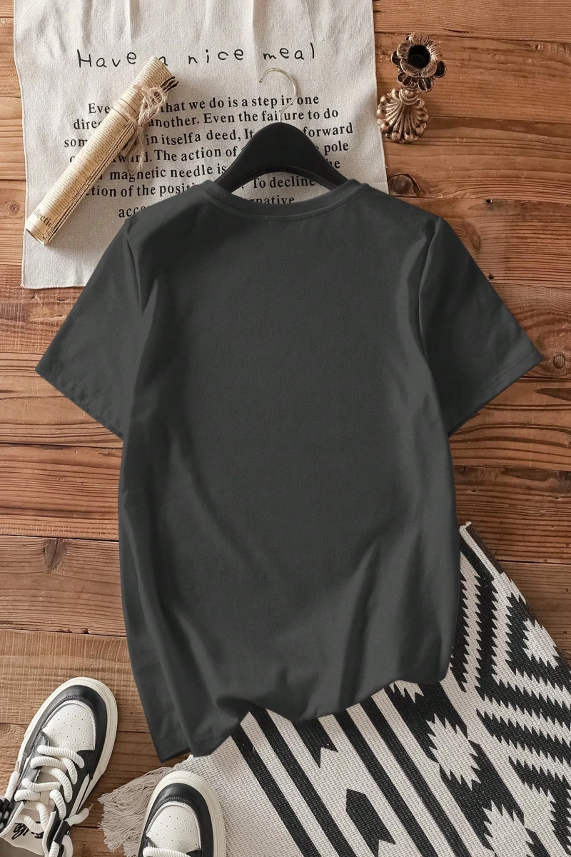 Casual Loose Vintage Araba Grafik Yuvarlak Yaka Kısa Kollu Kadın Tişörtü, Yaz İçin U
