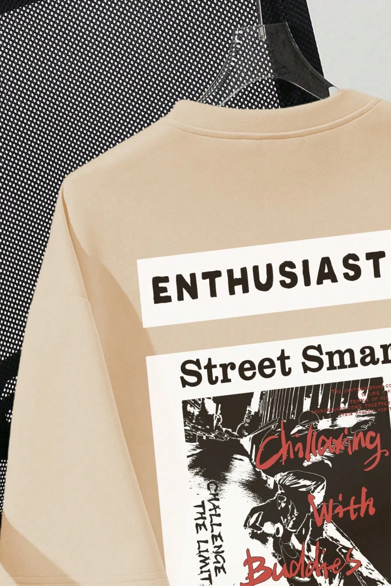 Casual Oversized Rock & Street Graphic Yuvarlak Yaka Kısa Kollu Tişört Kadınlar İçin