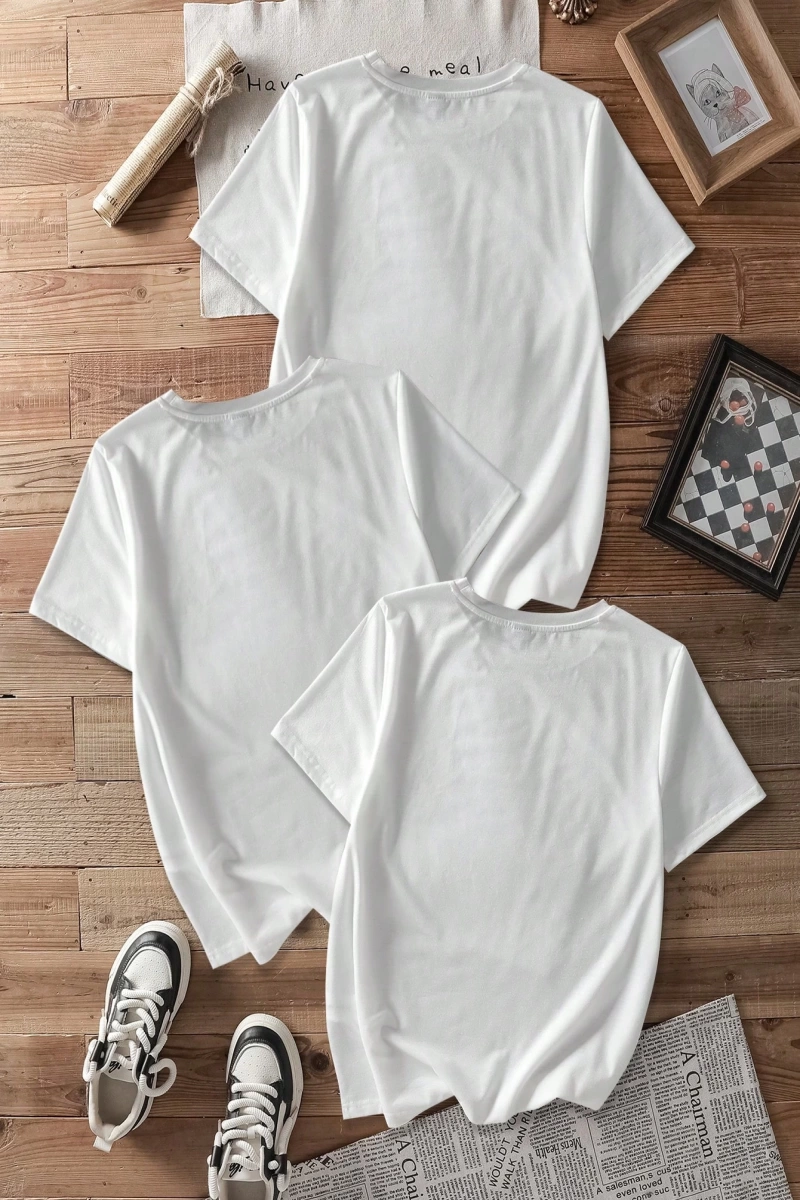 Casual Retro Kırmızı Araba Desenli %50 Pamuk Kadın Tişört