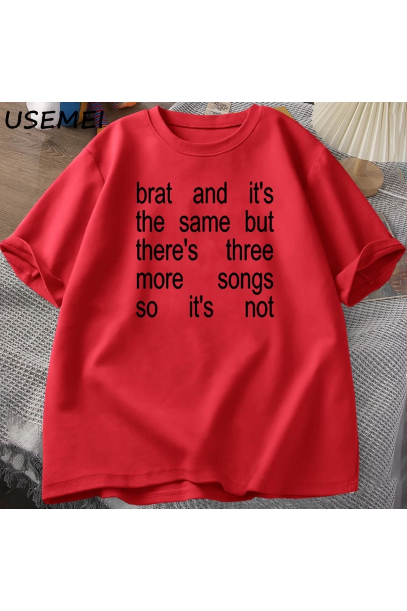 Charli XCX Brat ve It S Baskılı T-Shirt Kült Klasik T Shirt Kadın Erkek Moda Pamuk Kısa Kollu