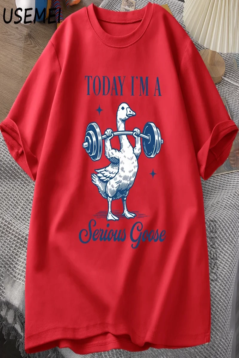 Ciddi Kaz Halter T Shirt Komik Spor Salonu Egzersiz baskılı tişört Hayvan Lover Tshirt Haraju 2885